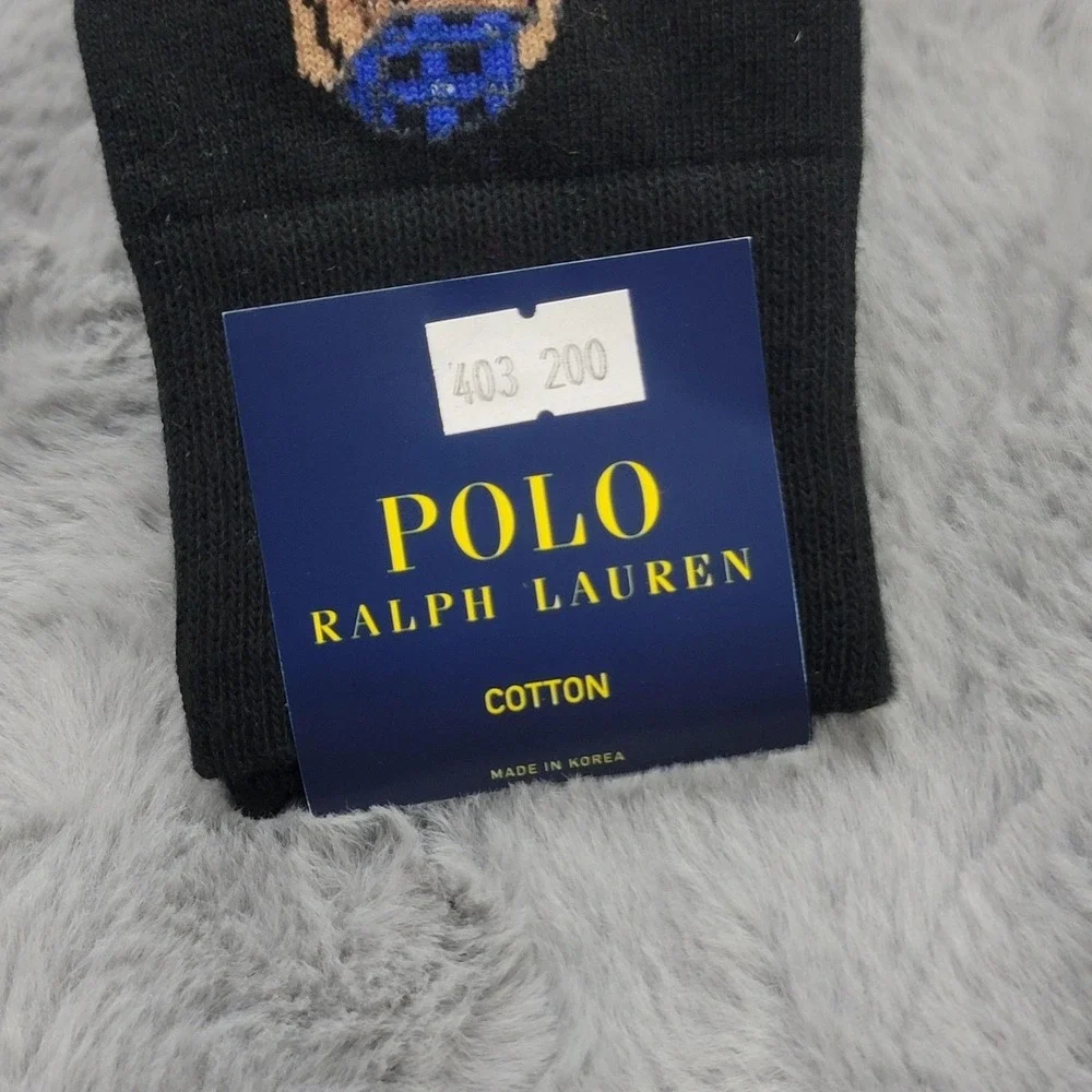 Polo Ralph Lauren Socks Mens 6-12.5 Fair Isle Polo Bear Husky Sled Mid Calf